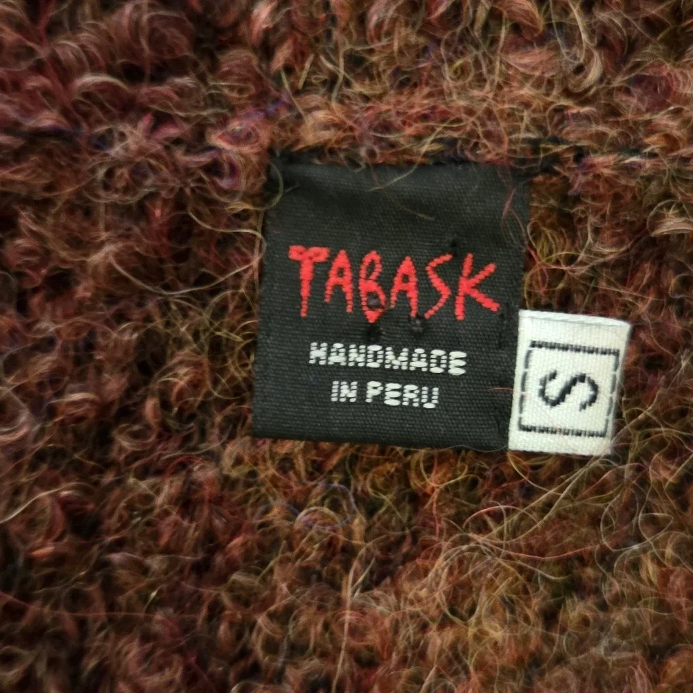 Tabask Handknit Alpaca + Wool Sweater, Cinnamon Brown Bouclé, Made in Peru Sz S - Picture 5 of 11